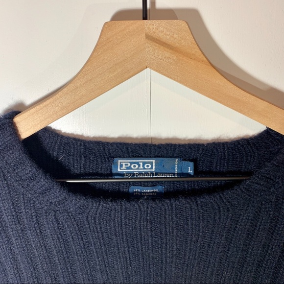 Cashmere Polo by Ralph Lauren Wool sweater navy - Picture 5 of 6